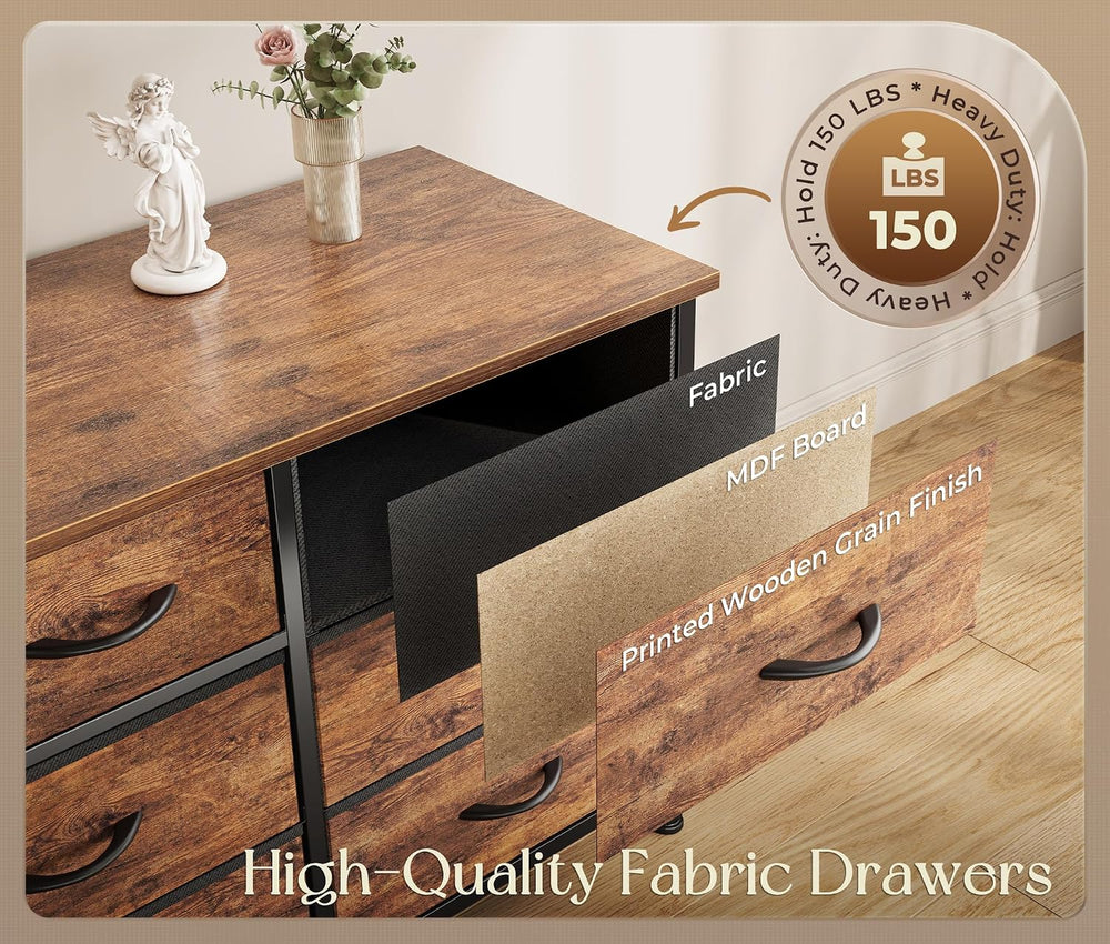 Huuger 77.6" Long Dresser for Bedroom, 16 Drawer Fabric Dresser for Clos...