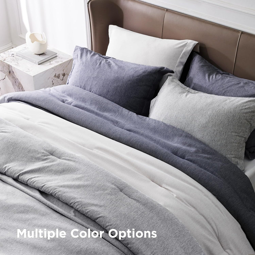 Bedsure Gray White Super King Comforter Set, Cationic Dyed Bed Set 3 Pcs