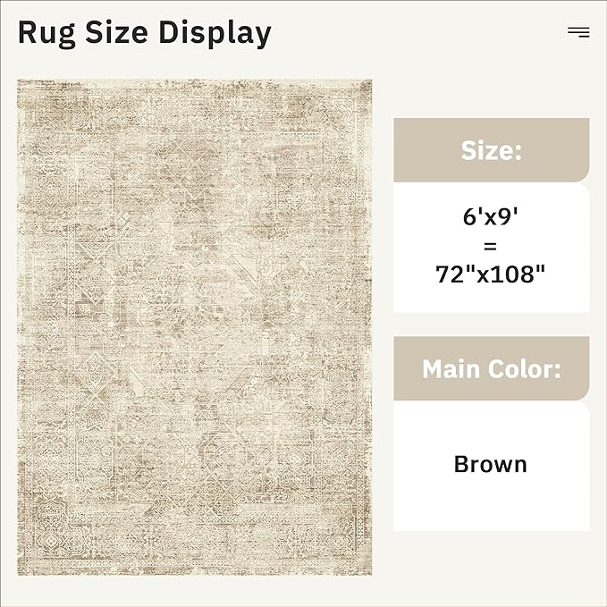6x9 Area Rug for Living Room Floral Washable Non-Slip Modern Rugs for Bedroom - Image 4