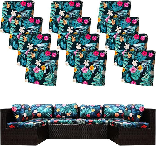 12 Pcs Stretch Patio Cushion Covers, Outdoor Couch Covers Replacement, Outdoor by BIETYONE
