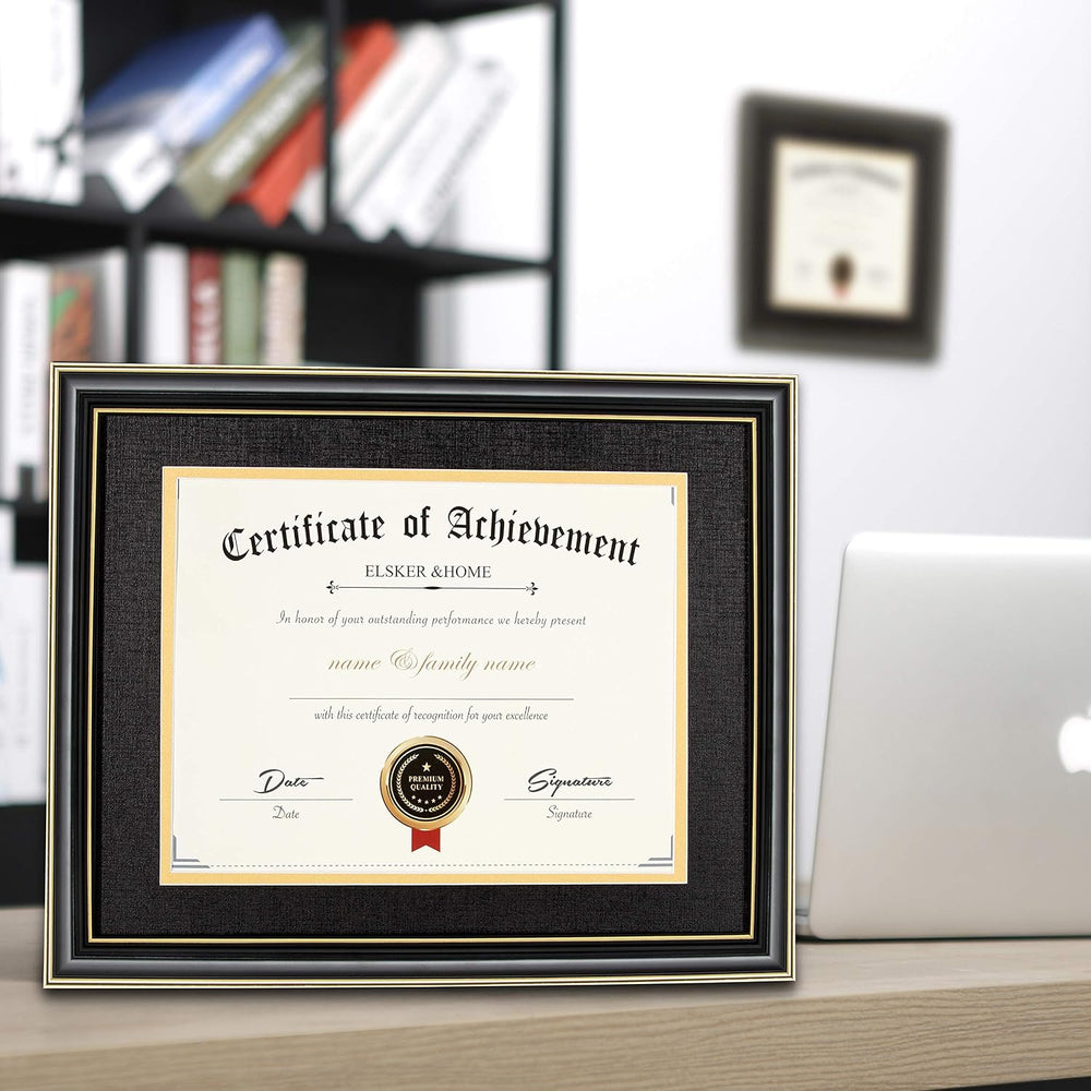 ELSKER&HOME 8.5x11 Diploma Frame with Black Mat,Real Black Wood