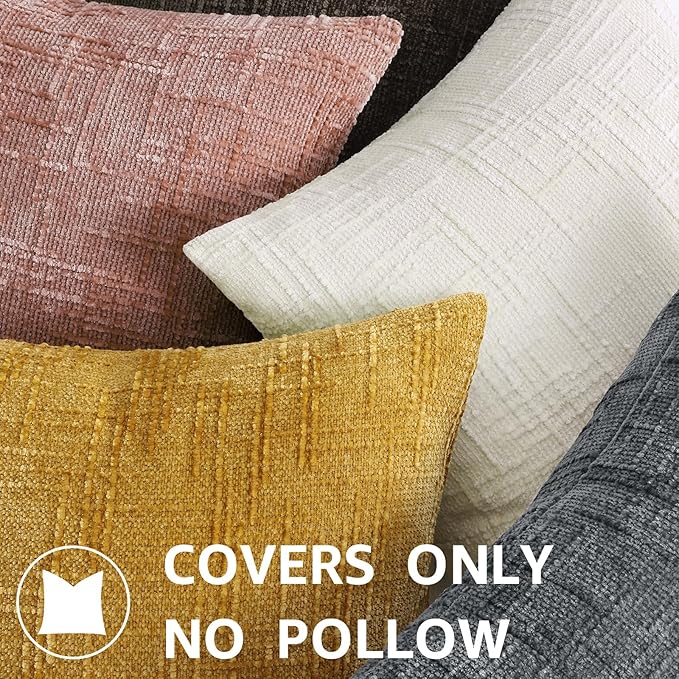 decorUhome Summer Pink Chenille Euro Sham Throw Pillow Covers 22x22 Set of 2 - Image 8