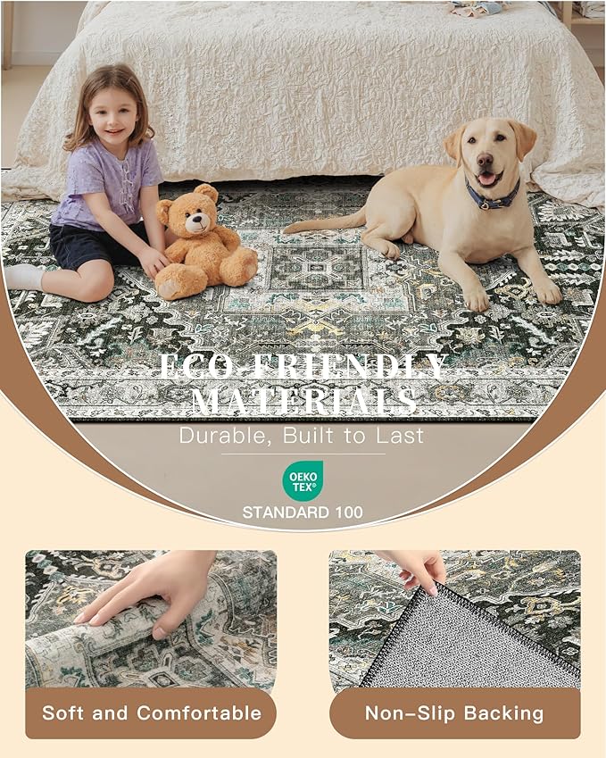 Madane Hallway Washable Runner Rug 2x10, Vintage Kitchen Rugs Soft Entryway Rug - Image 6