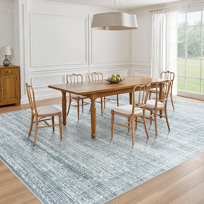 8x10 Area Rugs Living Room: Washable Large Neutral Soft Rug Farmhouse Stain - Image 5