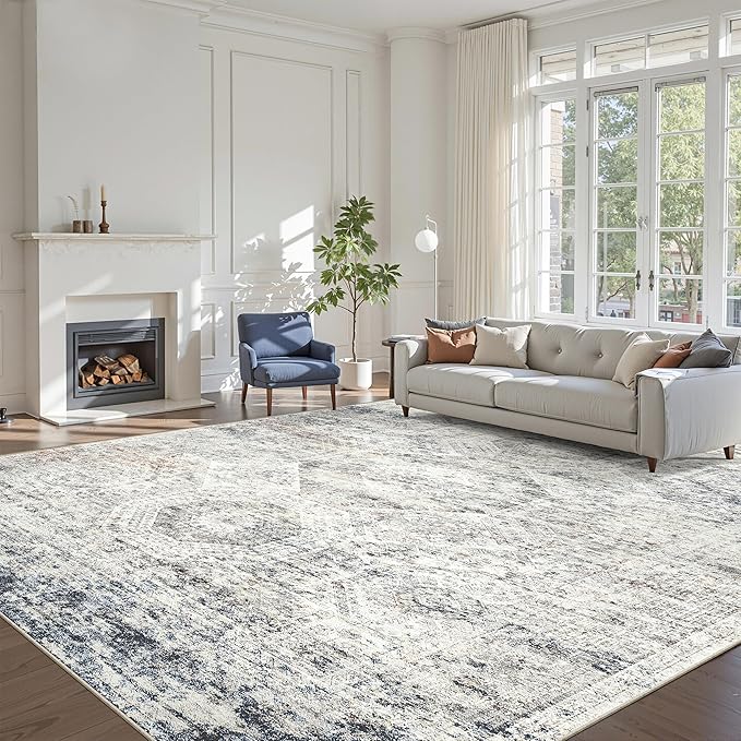 10x14 Area Rugs for Living Room, Non Slip Machine Washable Vintage Rugs - Image 2