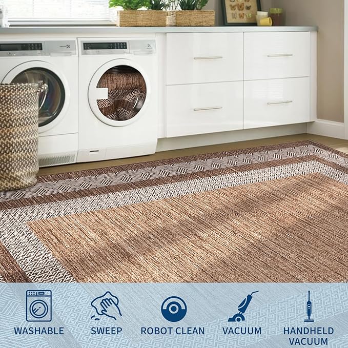 GarveeHome Modern Geometric Area Rug 2x3 Distressed Bordered Washable Non Slip - Image 8