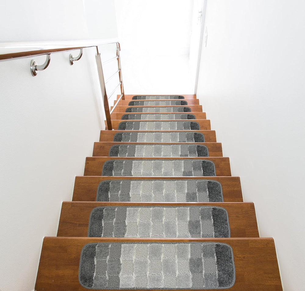 Washable, Slip Skid Resistant Rubber Back Stair Tread Mats, 9 inch by 28 inch...