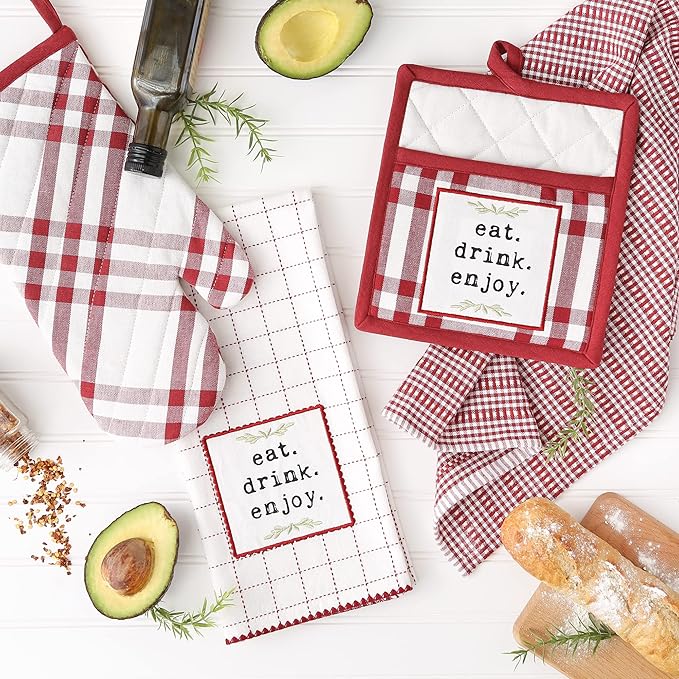 DII Home Sweet Farmhouse Kitchen Collection, Potholder/Oven Mitt/Dishtowel Set - Image 3