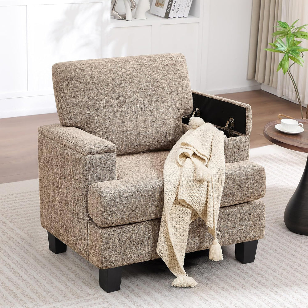 Accent Chairs with Armrest Storage, Modern Reading Chairs for Living Room, Up...