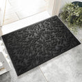Black Leaves Outdoor Indoor Entrance Doormats, Absorbent Durable Heavy Duty by VivaNest