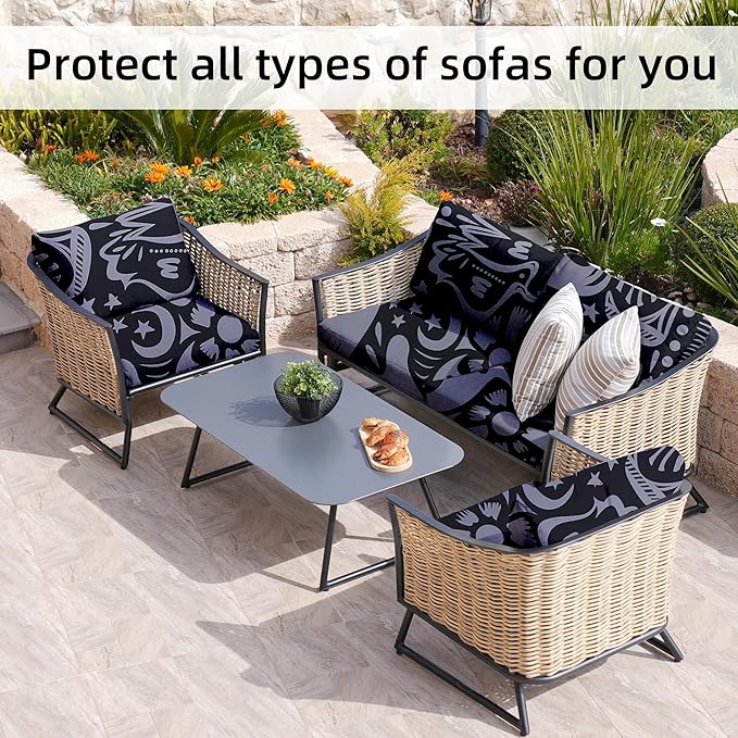 8Pcs Stretch Patio Cushion Covers, Outdoor Couch Covers Replacement, Outdoor - Image 4