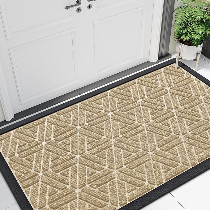 Smiry Front Door Mat Outside Entrance, Heavy Duty Sturdy Natural Rubber Doormat by Smiry
