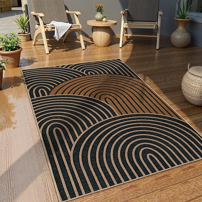 Lahome Modern Rainbow Easy Jute 3x5 Rug, Washable Indoor Outdoor Carpet - Image 6