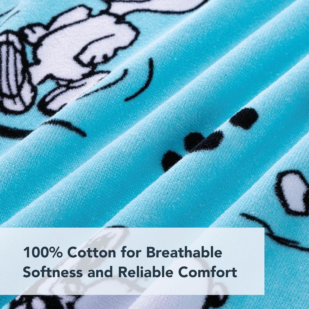 Berkshire Peanuts® Snoopy Beach Towel — 100% Cotton Pool & Beach Towel, Absorbent, Quick-Drying & Sand-Free, 36'' × 72'', Poses and Paws