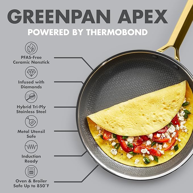 GreenPan Hybrid 13 Piece Nonstick Stainless Steel Cookware Set, APEX Tri-Ply - Image 5