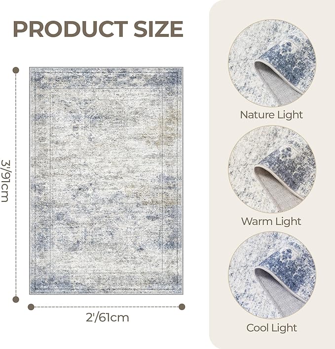 2x3 Washable Rug Runner for Bathroom, Soft Entryway Rug for Laundry Room - Image 2