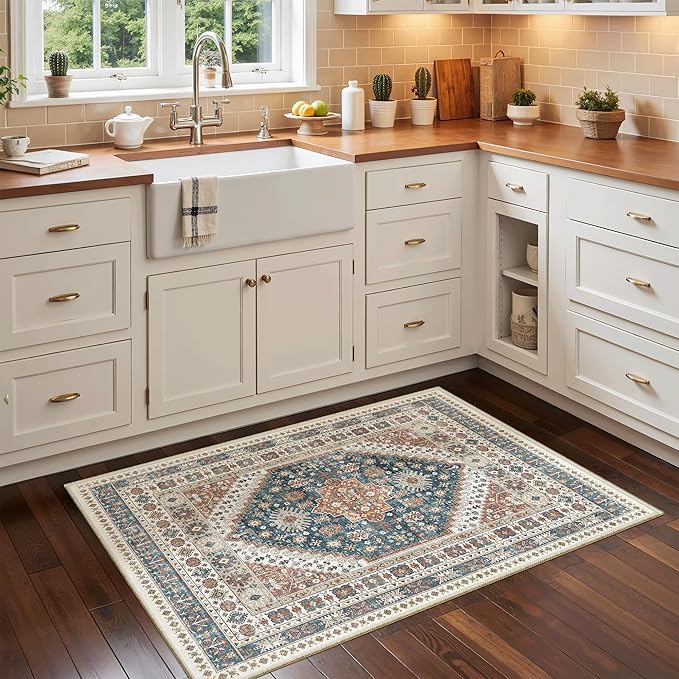 Madane Washable Area Rug 2x3, Small Entryway Rug Non-Slip Vintage Door Mat by Madane