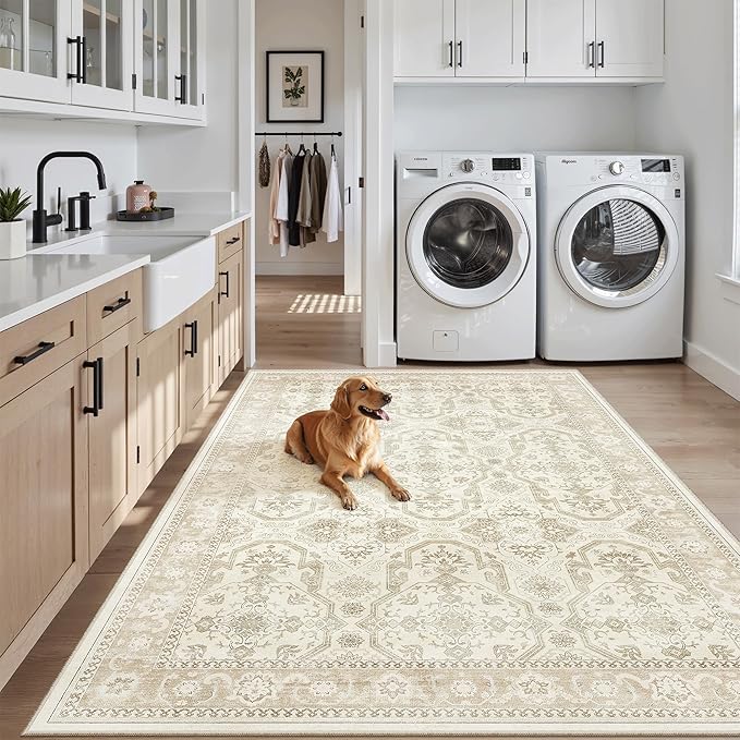 Soalmost 4x6 Area Rugs for Living Room, Vintage Washable Rugs for Dining Room - Image 3