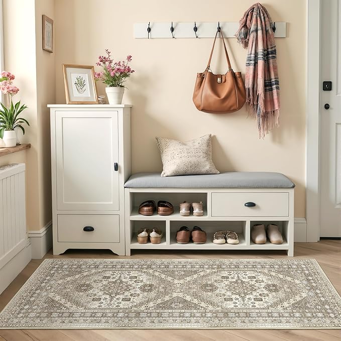 2x5 Rug Runner Washable for Entryway, Soft Bathroom Rugs by Restydon