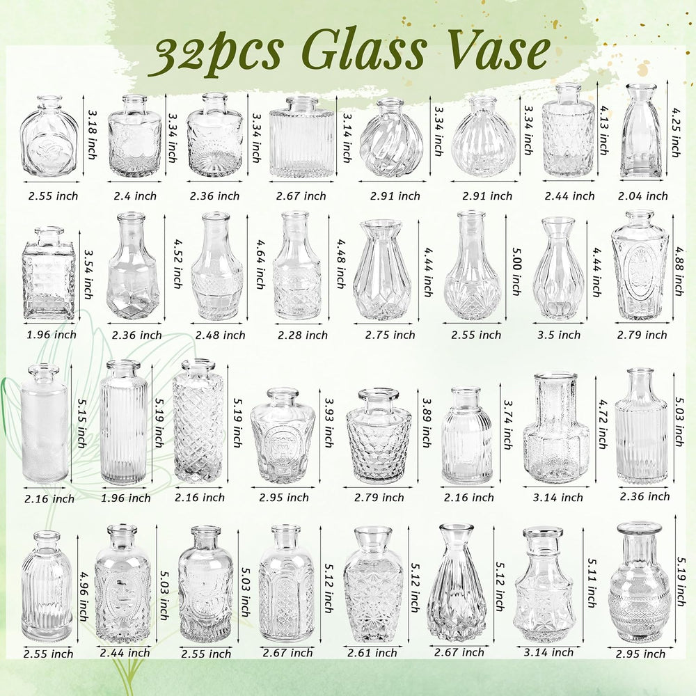 Der Rose 32pcs Clear Bud Vases in Bulk Glass vases for Centerpieces Decor