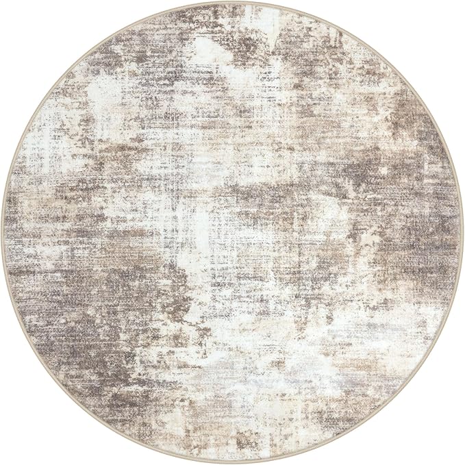IOHOUZE Abstract Round Area Rug 8 Ft Washable Circle Rugs Large Round Rug Non - Image 9