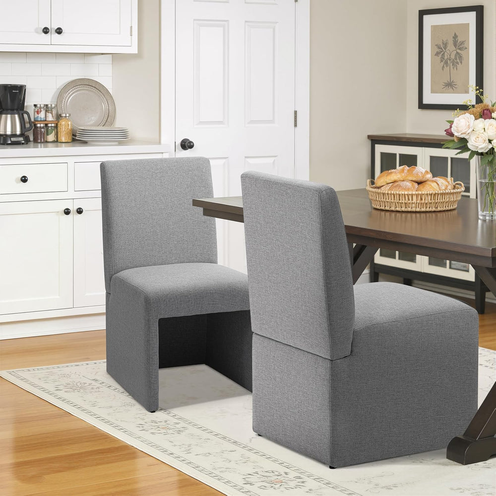 Grey Upholstered Dining Chairs Set of 2, Kitchen & Dining Room Chairs, Mi...