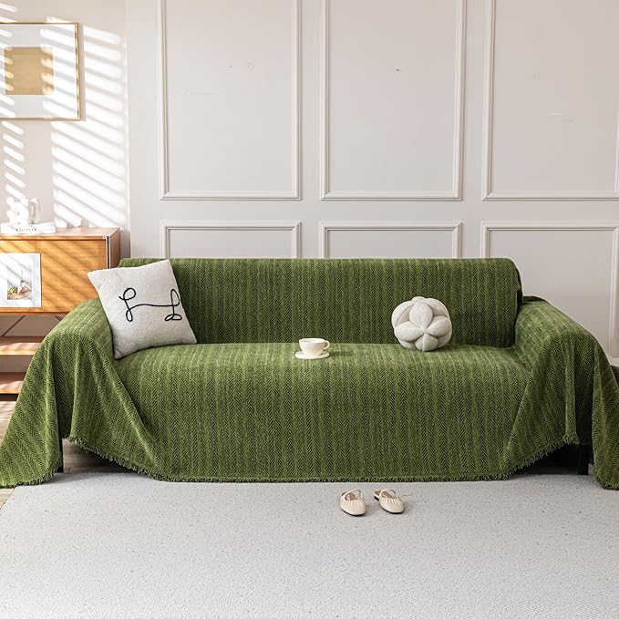 Boho Chenille Couch Cover for Dogs, Non Slip Sofa Cover, Couch Slipcover Covers by KaviKon