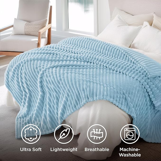 Bedsure GentleSoft Blue Fleece Blanket - Image 5