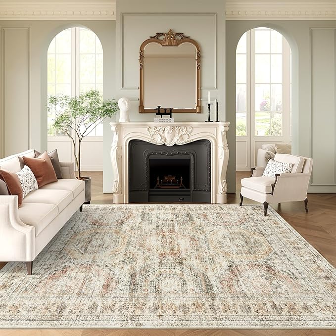 9x12 Area Rugs for Living Room, Non Slip Machine Washable Vintage Rugs - Image 2