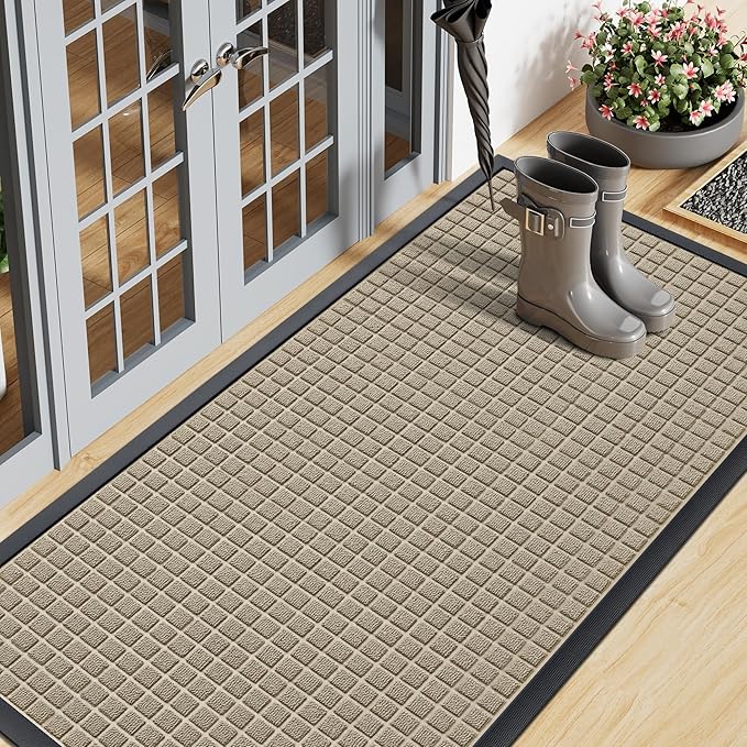 Smiry Front Door Mat Outside Entrance, Heavy Duty Natural Rubber Doormat by Smiry