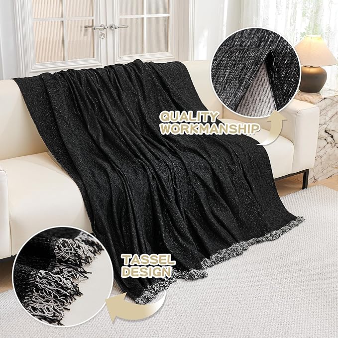 MYSKY HOME Black Chenille Sofa Slipcover Couch Covers - Image 3