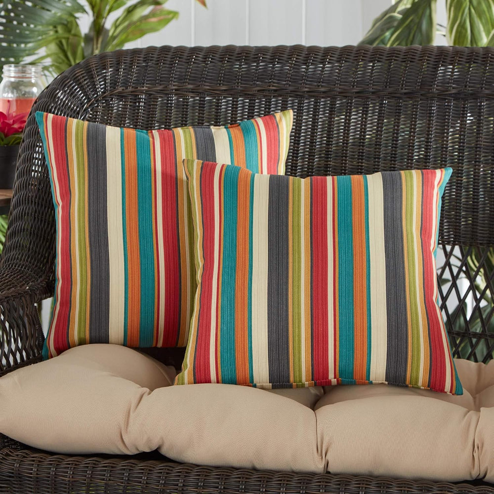 Greendale Home Fashions Outdoor 17-inch Square Decorative Throw Pillow, 2-Pac...