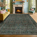 Washable Dark Green 10x12 Rug for Living Room by HazoHaus