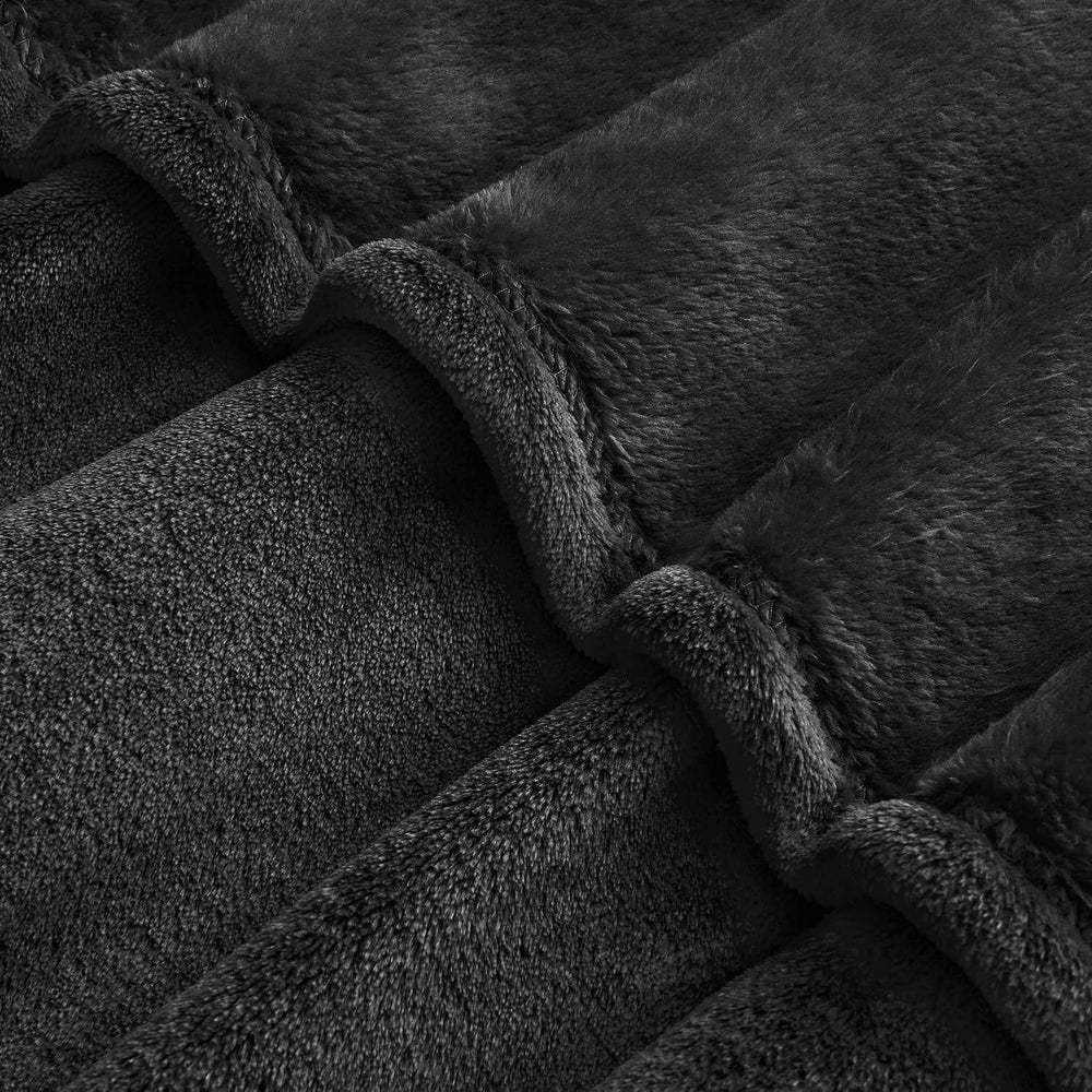 BEDELITE Fleece Blanket Soft Plush Oversized Bed Blanket Black 120"x120&...