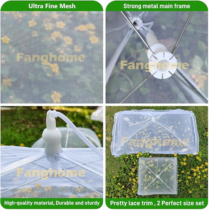Food Covers for Outside Mesh, 2 Pack 40"X24" + 2 Pack 17"X17" Extra Large Pop - Image 3
