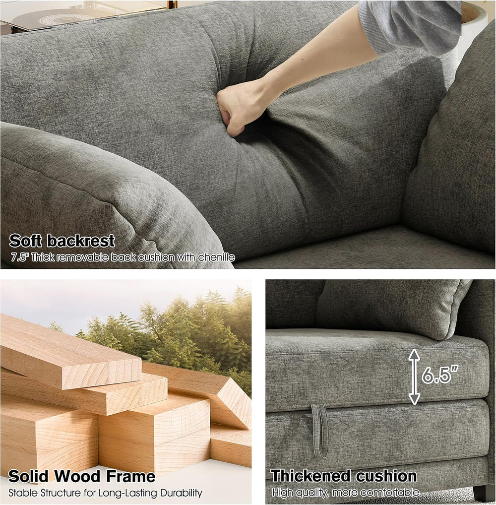 51" Loveseat Sleeper Sofa Bed, Chenille Convertible Floor Sofa Bed for S...