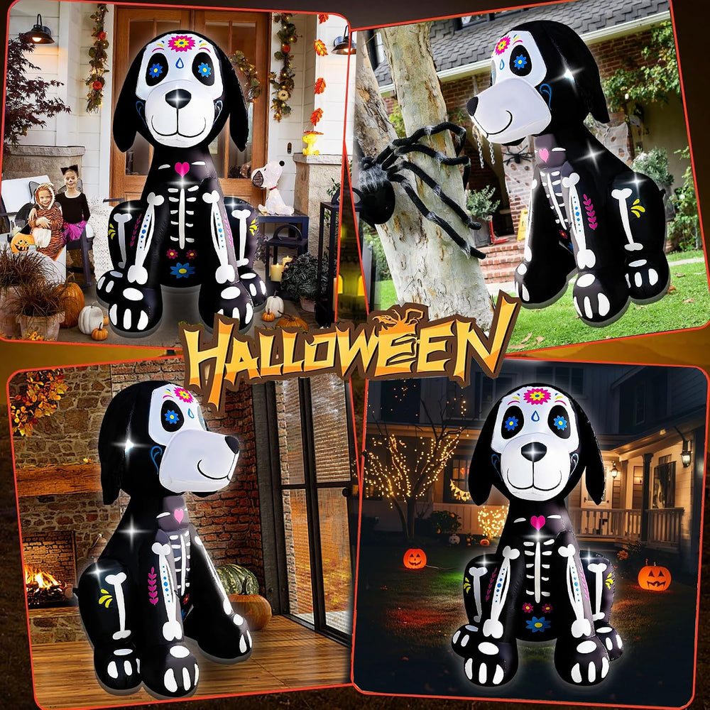 5FT Halloween Inflatables Skeleton Dog Yard Decor