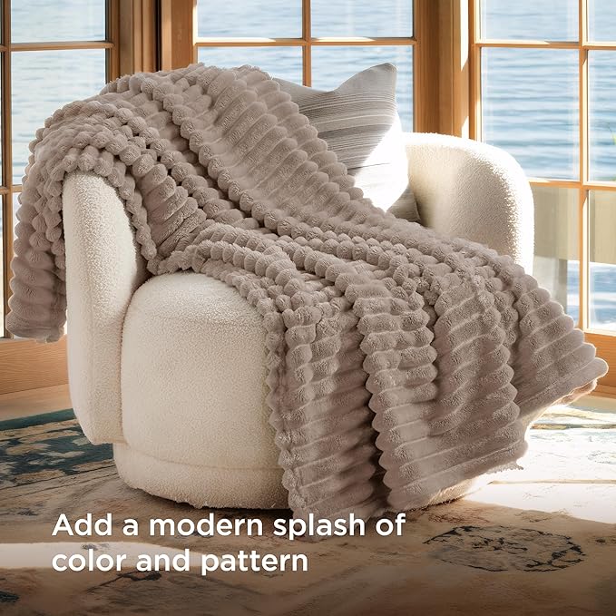 Bedsure GentleSoft Light Brown Fleece Blanket - Image 3