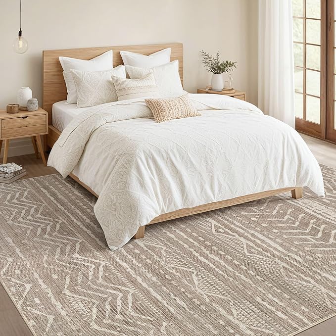 Nakagishi 7x9 Area Rugs Living Room: Washable Boho Large Neutral Soft Farmhouse - Image 5