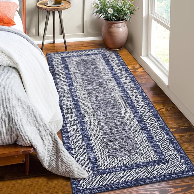 GarveeHome 2x6 Modern Bordered Runner Rug Soft Non Slip Runner Washable Non by GarveeHome