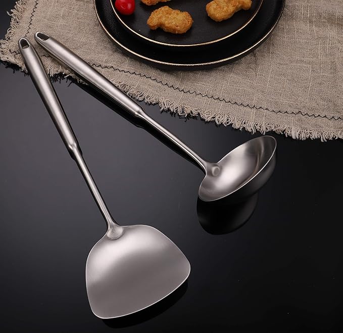 FJNATINH Wok Spatula and Soup Ladle Set - Image 3
