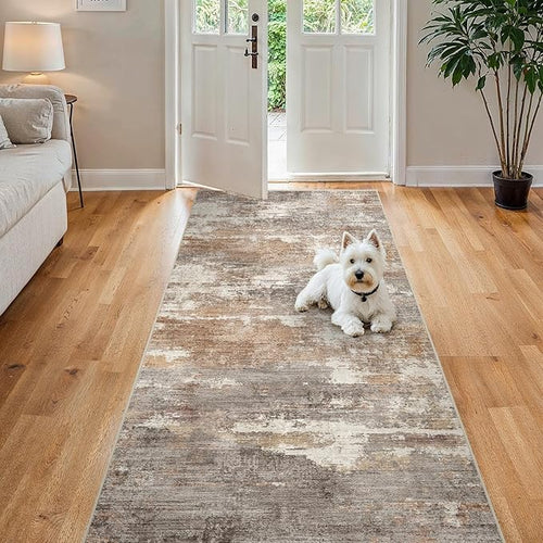 4x8 Washable Kitchen Runner Rug: Modern Abstract Wide Runners by Ksrau