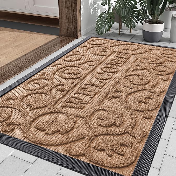 Smiry Welcome Door Mat Outside Entrance, Heavy Duty Trap Dirt and Moisture Easy by Smiry