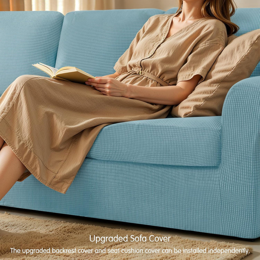 CHUN YI 3 Piece Stretch Armchair Sofa Cover, 1 Seater Couch Slipcover with On...