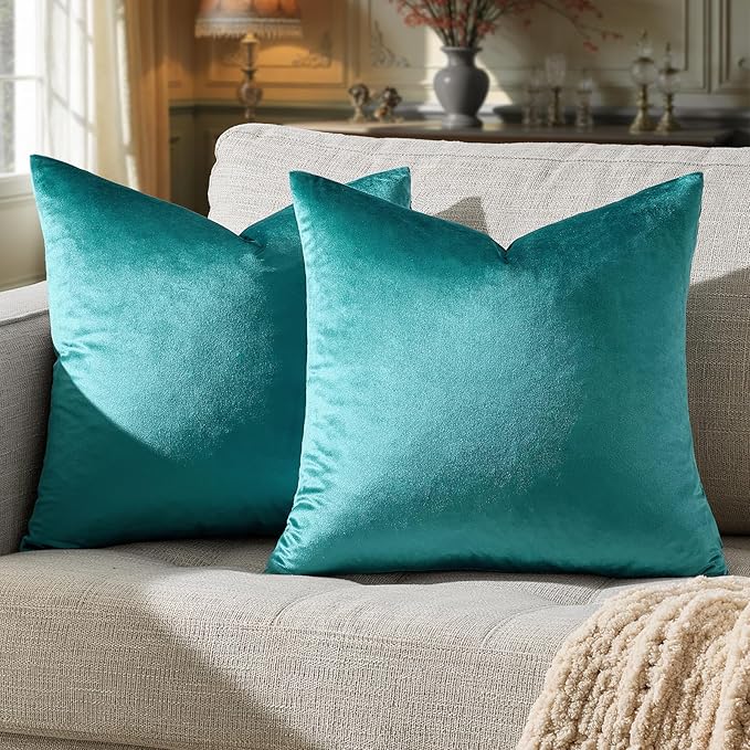 GIGIZAZA Decorative Throw Pillow Covers 16x16, Velvet Sofa Boho Cushion Pillows by GIGIZAZAFocusingonhomedecoration