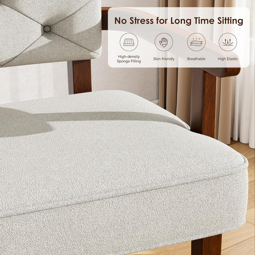 Modern Accent Chair for Bedroom, Mid-Century Arm Chairs with Wood Arms