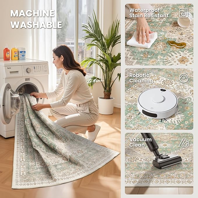 zesthome 9x12 Area Rugs, Stain Resistant Washable Rug, Ultra-Thin Rugs - Image 5