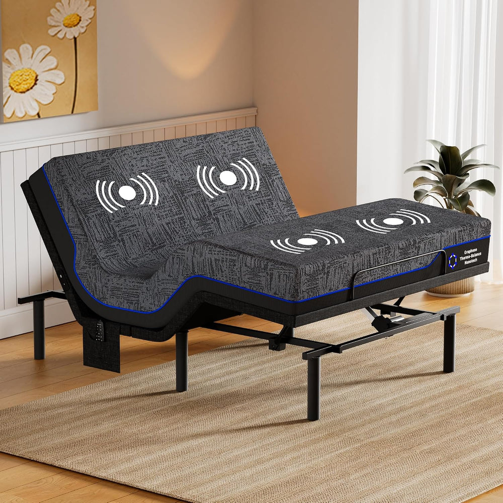 Amada Full Adjustable Bed Frame and 12 Inch Cooling Gel Memory Foam Mattress ...