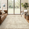 5x7 Area Rugs Brown Low Pile Indoor Washable Trendy Faded Style Floral Rugs by Soalmost