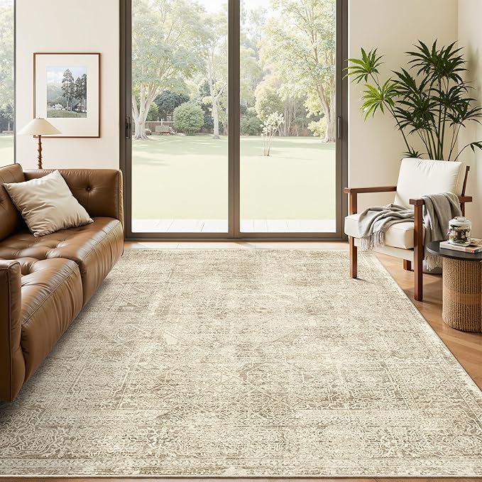 6x9 Area Rug for Living Room Floral Washable Non-Slip Modern Rugs for Bedroom - Image 9